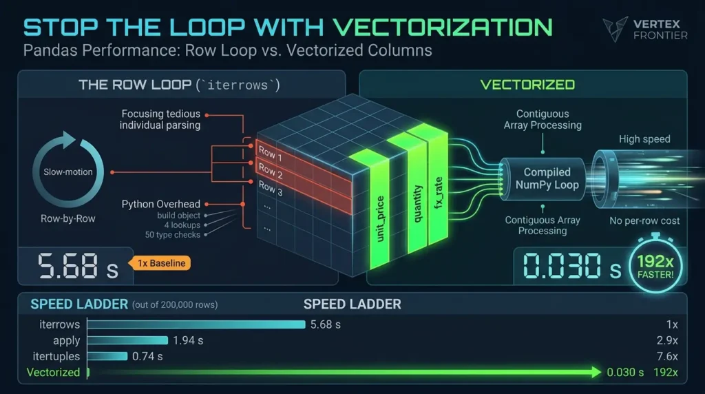 Vectorizing pandas loops for speed